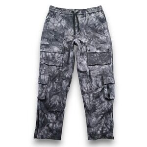 Mauvais Cargo Performance Pants Mens XL Grey Tie Dye Tapered Zip Ankle Utility